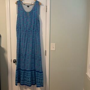 Talbots blue print maxi dress size xl